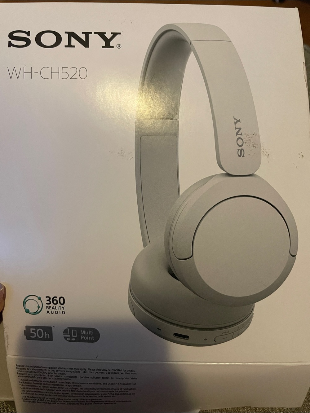 Sony WH-CH520 Wireless Headphones - Light Gray/White